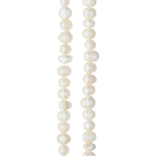 White Pearl Rondelle Beads, 8mm by Bead Landing&#x2122;